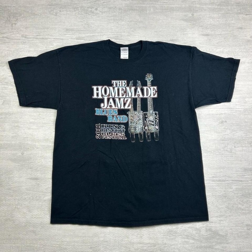 Vintage The Homemade Jamz Blues Band Shirt Adult XL Black King Biscuit Blues